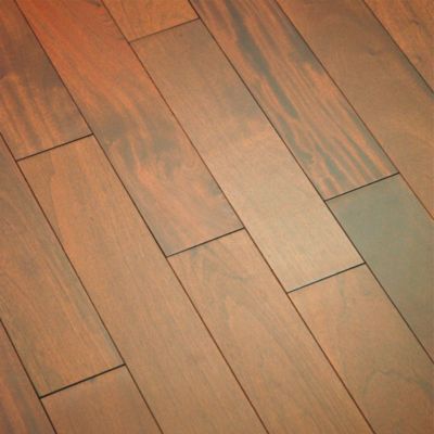 Parquet massif à clipser acajou s verni coloris naturel