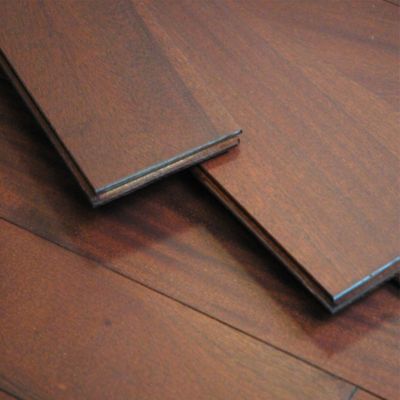 Parquet massif à clipser acajou s verni coloris naturel