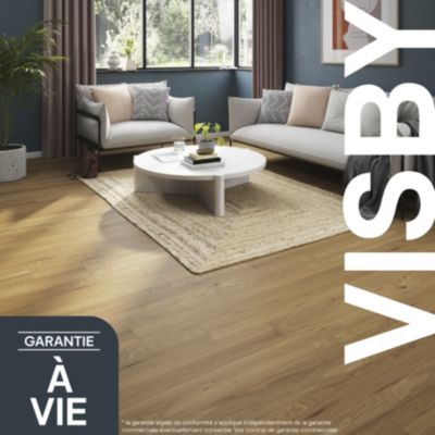 Parquet massif à clipser Visby M en chêne verni blond GoodHome