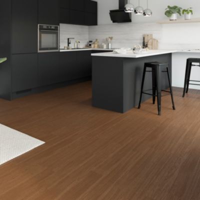 Parquet massif à coller Dryby M en frêne huilé brun compatible pièces humides