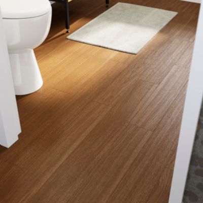 Parquet massif à coller Dryby M en frêne huilé brun compatible pièces humides