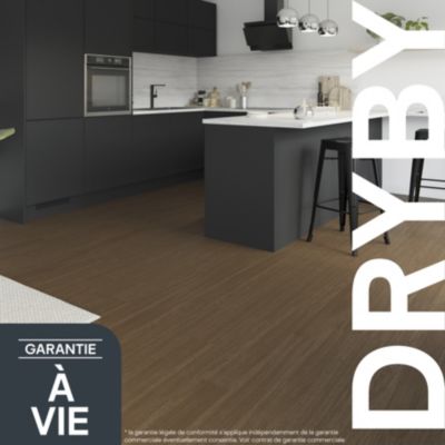 Parquet massif à coller Dryby M en frêne huilé brun compatible pièces humides