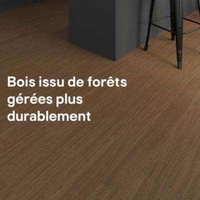 Parquet massif à coller Dryby M en frêne huilé brun compatible pièces humides
