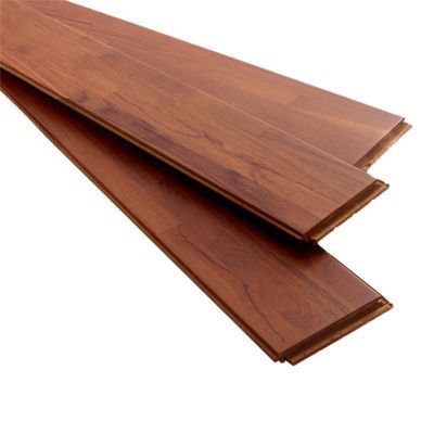 Parquet massif à coller en teck finition vernis mat coloris brun l.12 x ép.1,2 cm