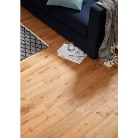 Parquet massif à coller Laholm 2 m en chêne verni coloris naturel