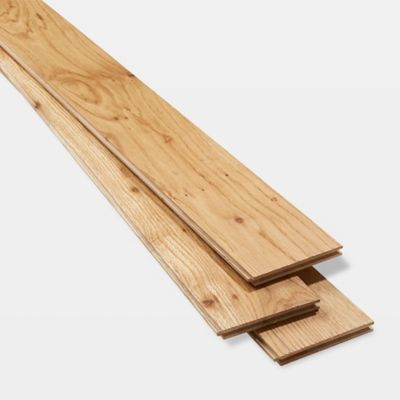 Parquet massif à coller Laholm 2 m en chêne verni coloris naturel