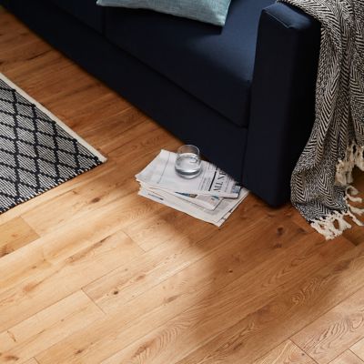 Parquet massif à coller Laholm 2 m en chêne verni coloris naturel