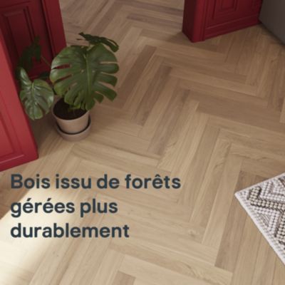Parquet massif à coller Lulea bâtons rompus en chêne huilé naturel