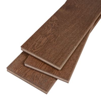 Parquet massif à coller Skara L en chêne verni brun