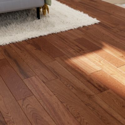 Parquet massif à coller Skara S en chêne verni brun