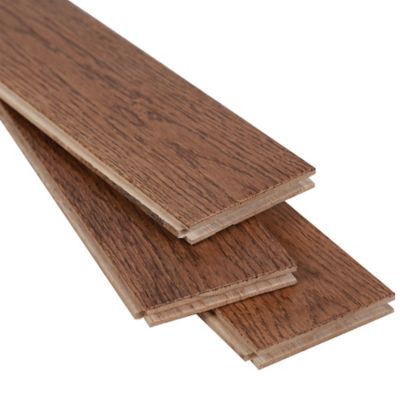 Parquet massif à coller Skara S en chêne verni brun