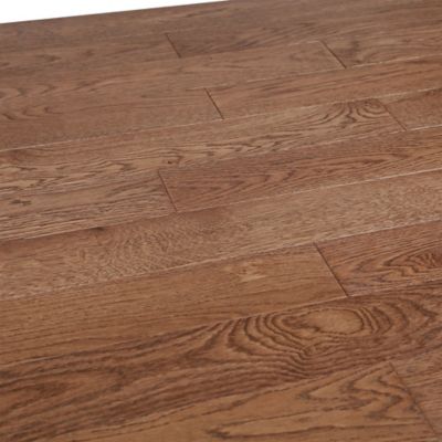Parquet massif à coller Skara S en chêne verni brun