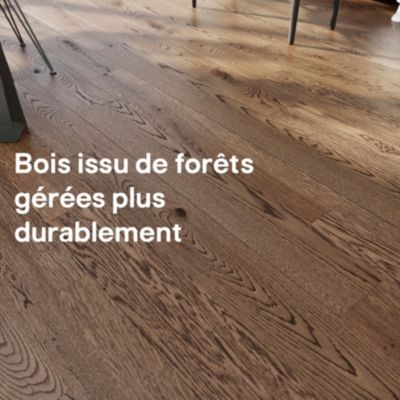 Parquet massif à coller Skara XL en chêne verni brun — free download