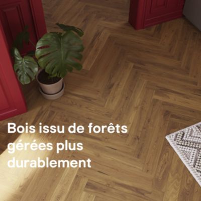 Parquet massif à coller Visby bâtons rompus en chêne huilé blond