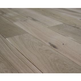 Parquet massif clipsable en chêne GoodHome Gabrielle finition brut coloris chêne naturel l.12 x ép.1,5 cm