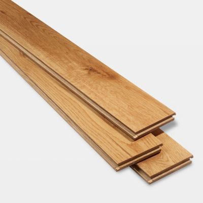 Parquet massif clipsable en chêne GoodHome Laholm finition vernis mat coloris naturel