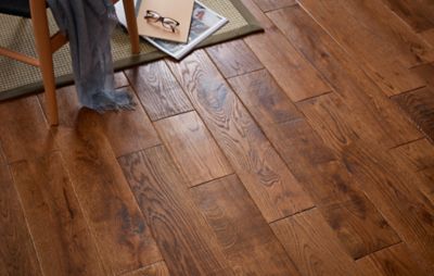 Parquet Massif Skanor L Chene Verni Marron Castorama