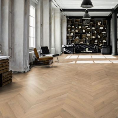 Parquet Point de Hongrie Chêne contrecollé verni brossé Pr Bis Invisible Newcastle 125x15X780mm - 4mm de couche d'usure