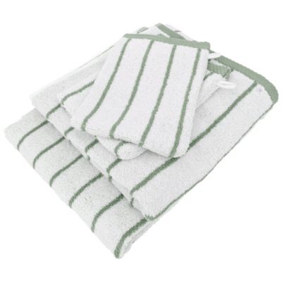 Parure de bain 4 pièces collection PURE LIGHT motif rayures pur coton vert