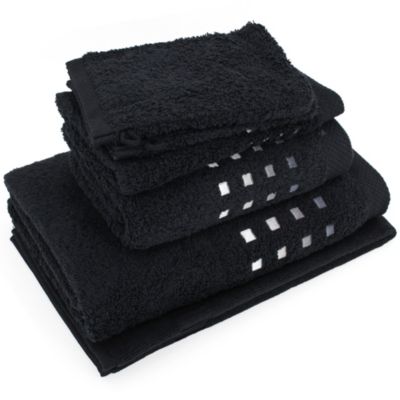 Parure de bain 6 pièces PURE SQUARES Noir 550g/m2