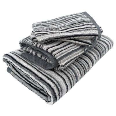 Parure de bain coton 500g/m2 par 5 PURE STRIPES II Gris
