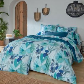 Parure de couette au  style tahitien (140x200 cm - Bleu)