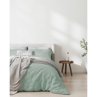 Parure de couette "Drift" pur coton teint lavé 57 fils/cm² toutes dimensions - 240x260 - Vert