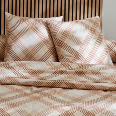 Parure de couette en flanelle au look graphique (260x240 cm - Beige foncé)