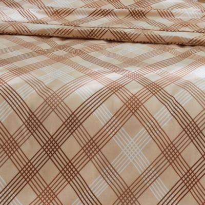 Parure de couette en flanelle au look graphique (260x240 cm - Beige foncé)