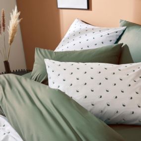 Parure de couette en percale de coton au style géométrique (140x200 cm - Vert Olive)