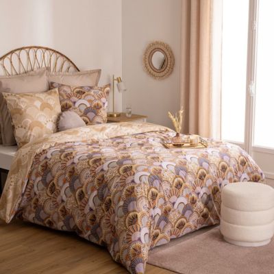 Parure de lit 2 Personnes 240 x 220 cm Housse de couette avec 2 taies en Coton Imprimé Aikupito