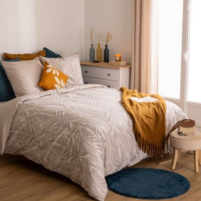 Parure de lit 2 Personnes 240 x 220 cm Housse de couette avec 2 taies en Coton Imprimé Nahl