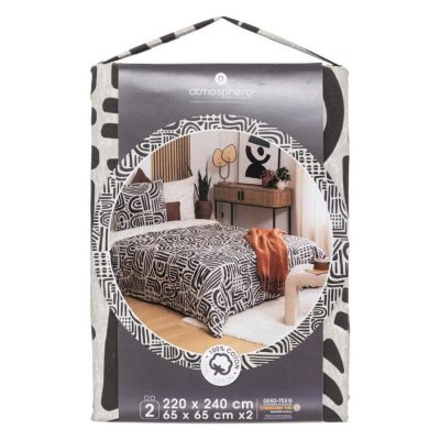 Parure de lit 2 Personnes 240 x 220 cm Housse de couette avec 2 taies en Coton Imprimé Tipu