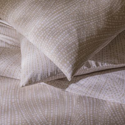 Parure de lit 2 personnes en coton 57 fils imprimé beige 240x220cm