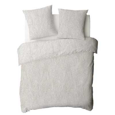 Parure de lit 2 personnes en coton 57 fils imprimé beige 240x220cm