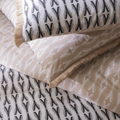 Parure de lit 2 personnes en coton 57 fils imprimé beige 240x220cm