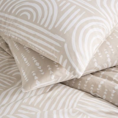 Parure de lit 2 personnes en coton 57 fils imprimé beige 260x240cm