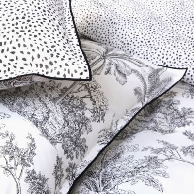 Parure de lit 2 personnes en coton 57 fils imprimé blanc 240x220cm