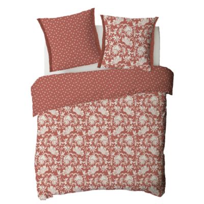 Parure de lit 2 personnes en coton 57 fils imprimé terracotta 240x220cm