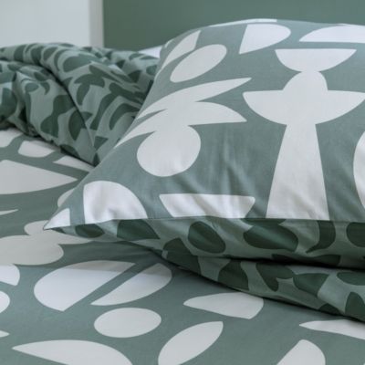 Parure de lit 2 personnes en coton 57 fils imprimé vert 240x220cm