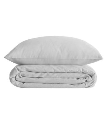 Parure de lit 2 Personnes en percale de coton Blanc 260 x 240 cm Housse de couette avec 2 taies