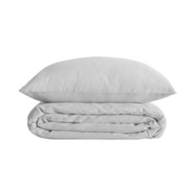 Parure de lit 2 Personnes en percale de coton Blanc 260 x 240 cm Housse de couette avec 2 taies