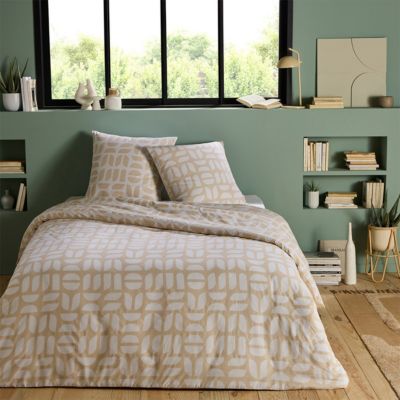 Parure De Lit En Polycoton Rayée Bleu Marine Et Blanc - Housse De Couette Réversible, Taies D'oreiller, Taille King