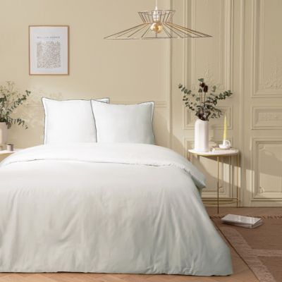 Parure de lit 2 personnes en satin de coton unie 240x220cm