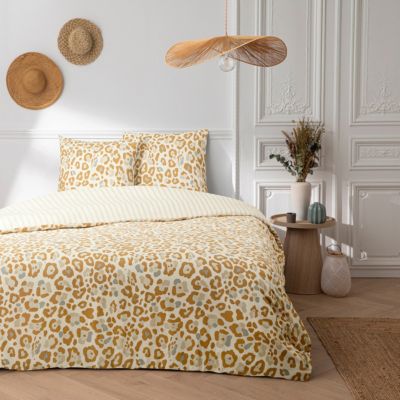 Parure de lit 2 personnes imprimé léopard réversible 240x220cm