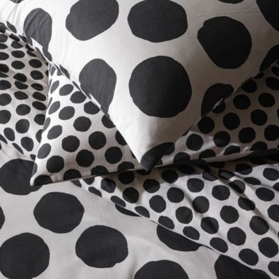 Parure de lit 2 personnes à pois réversible en coton 240x220cm