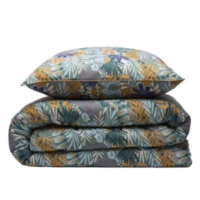 Parure de lit 2 personnes végétal tropical réversible 240x220cm