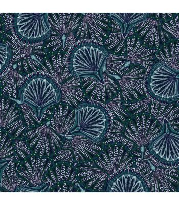 Parure de lit 2 places en coton imprimé Eventail - 240x220 cm - Bleu