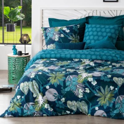 Parure de lit au style glamour floral (240x220 cm - Bleu)