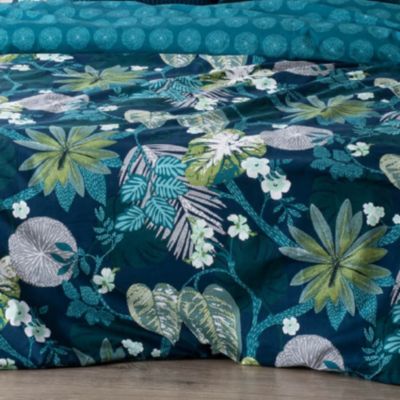 Parure de lit au style glamour floral (240x220 cm - Bleu)